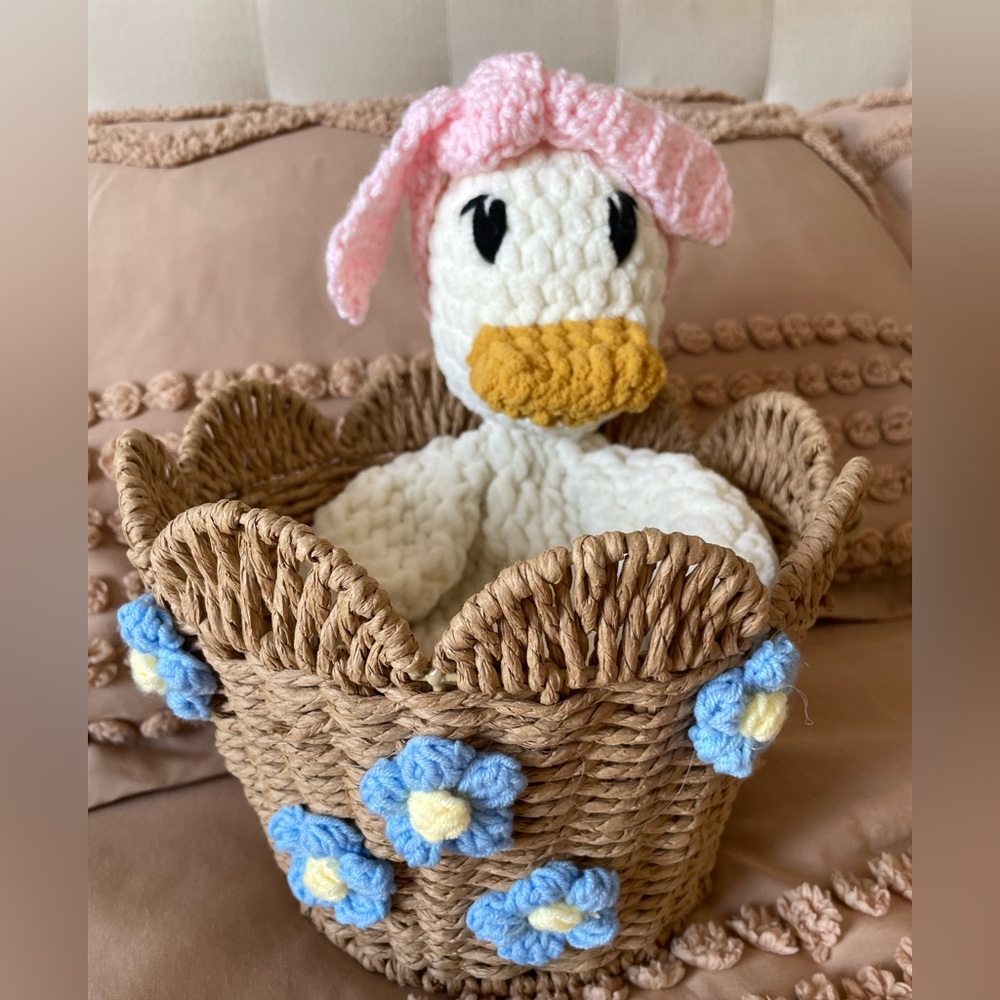 DUCK HANDMADE CROCHET SNUGGLER, Easter, baby gift, shower gift, lovey - Picture 2 of 3